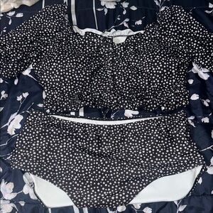 Black and White Floral Two-Piece Set